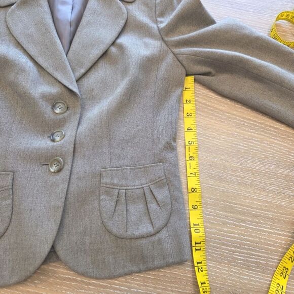 Ann Taylor Petites Taupe Tan Tweed 3 Button Lined Blazer Jacket Size 2P - Picture 6 of 9